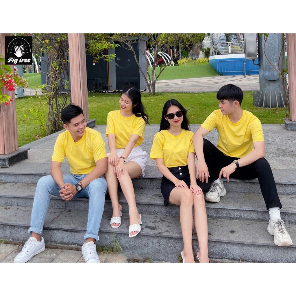 Áo Thun Cổ Tròn FIG TREE Màu Vàng Cotton Dày Dặn Loại 1
