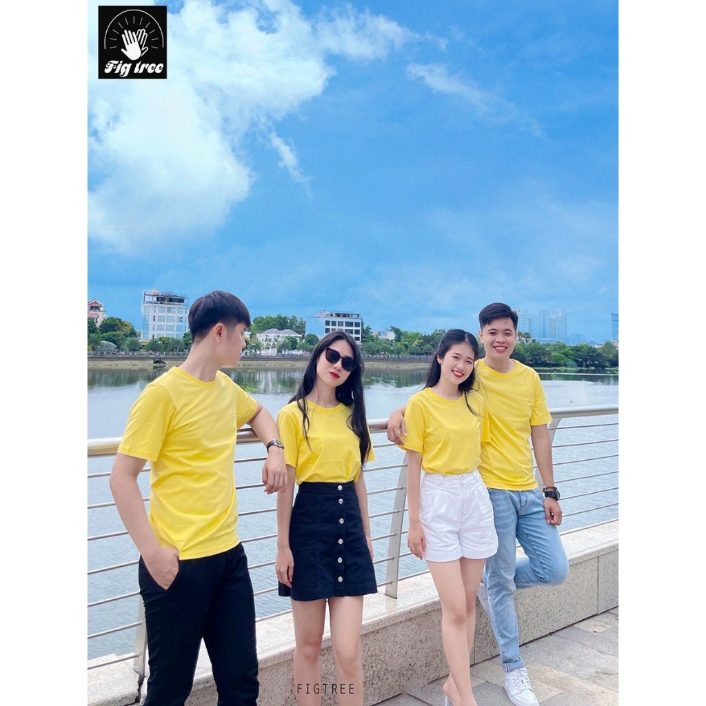 Áo Thun Cổ Tròn FIG TREE Màu Vàng Cotton Dày Dặn Loại 1