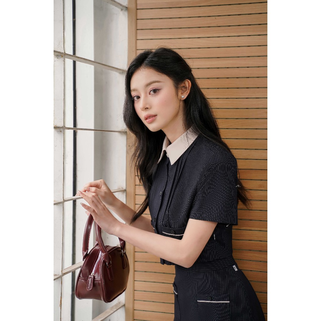 Ảnh Set Áo cổ đức dâng croptop 2 túi ốp 2T09.2503K, Chân váy chữ A 2 túi ốp 4S11.2503K, bộ đồ công sở tiểu thư thanh lịch JM 4