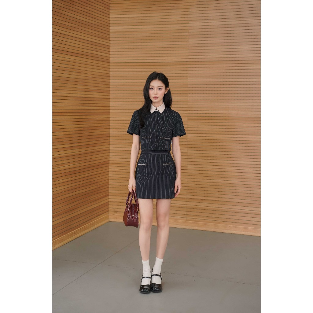 Ảnh Set Áo cổ đức dâng croptop 2 túi ốp 2T09.2503K, Chân váy chữ A 2 túi ốp 4S11.2503K, bộ đồ công sở tiểu thư thanh lịch JM 2
