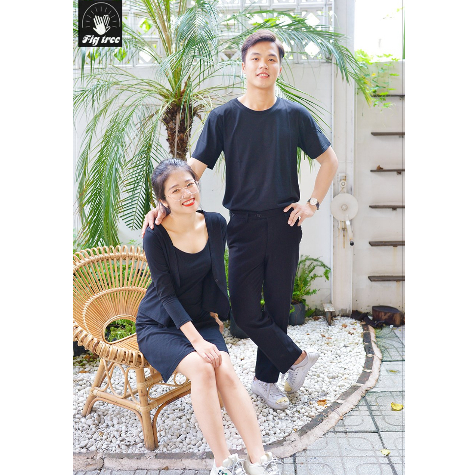 Set Áo Váy Thun Đôi Fig Tree Màu Đen Nữ Gồm Váy + Áo Khoác Sang Chảnh