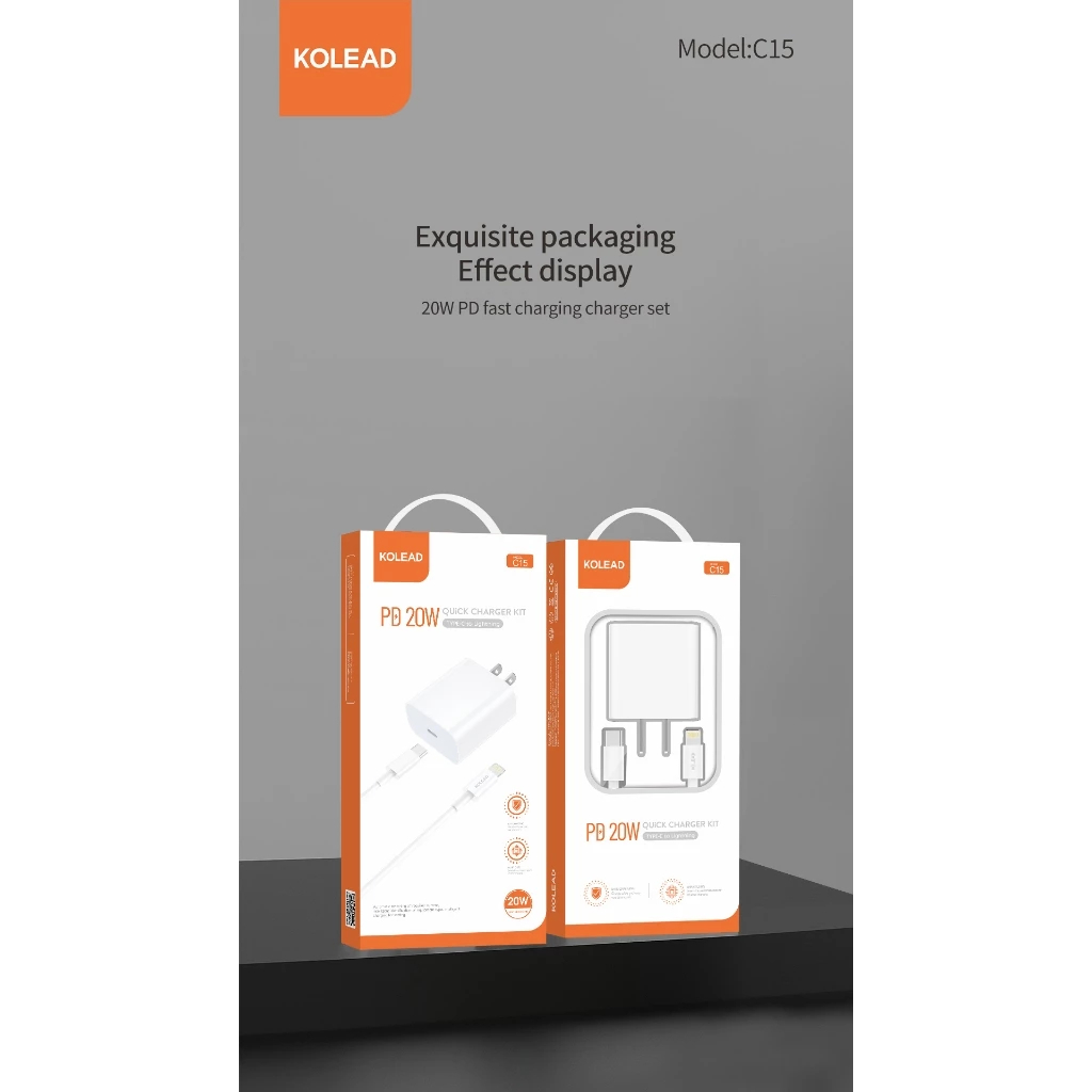 [Chống Nóng Máy] Bộ Củ Cáp Sạc Nhanh PD20W KOLEAD C15 – Sạc Nhanh Ổn Định, An Toàn Cho iPhone, Ipad