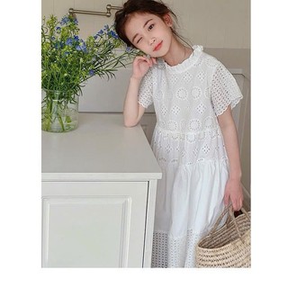 [B&G] Đầm váy trắng thêu tinh tế bé dự tiệc đi chơi sang chảnh cho bé gái từ 9-40kg (1-10 tuổi)