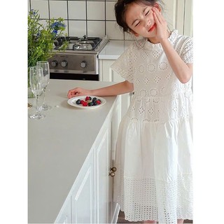 [B&G] Đầm váy trắng thêu tinh tế bé dự tiệc đi chơi sang chảnh cho bé gái từ 9-40kg (1-10 tuổi)