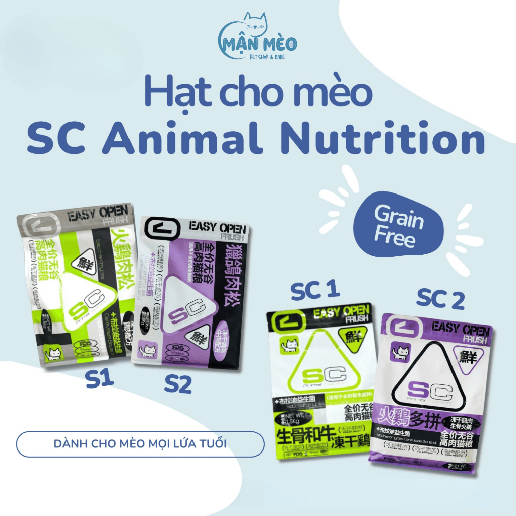 [MUA 1 TẶNG 1] Hạt cho mèo SC Aninal Nutrition siêu topping 42% protein hỗ trợ tiêu hóa, không độn ngũ cốc