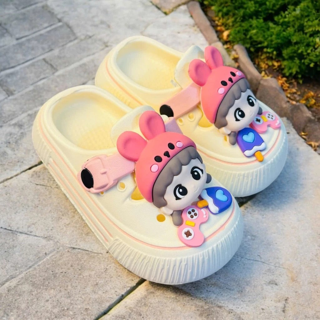Dép Sục thể thao siêu nhẹ cho bé gái hình cô gái tóc nơ siêu cao cấp hàng mềm cho bé đi biển siêu đẹp