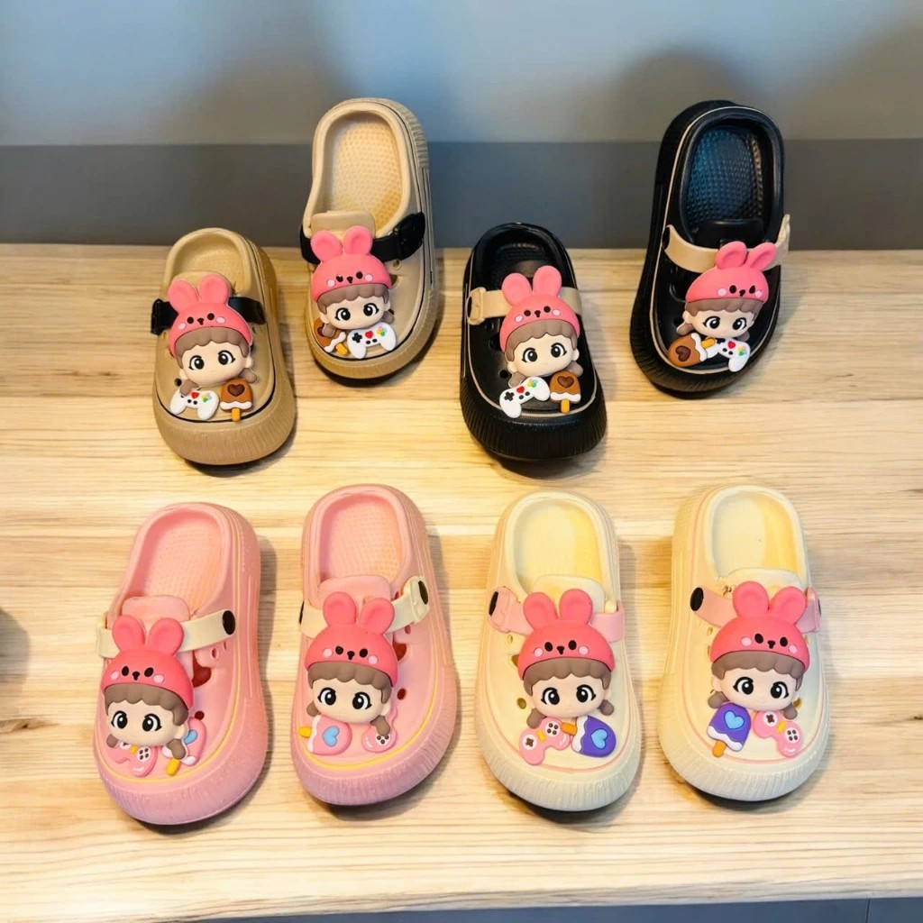Dép Sục thể thao siêu nhẹ cho bé gái hình cô gái tóc nơ siêu cao cấp hàng mềm cho bé đi biển siêu đẹp