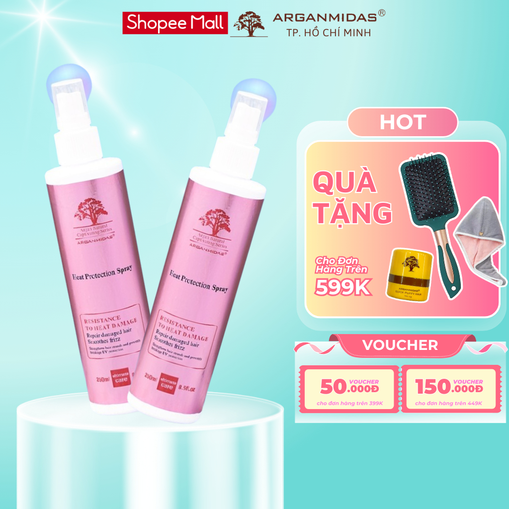 Ảnh Xịt dưỡng bảo vệ tóc Arganmidas, Xịt dưỡng trước khi sấy và tạo kiểu, siêu dưỡng tóc hư tổn, tóc mềm mượt - 250ml 1