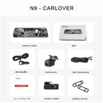 Camera hành trình gương N9 CARLOVER Đầy đủ 3 mắt camera, Cảm ứng Full màn hình 10 inch,, Kết nối điện thoại, BH 1 Năm — ảnh 4