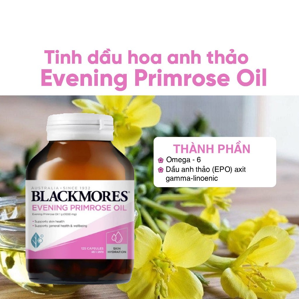 Tinh dầu hoa anh thảo Blackmores  evening primrose oil 1000mg 125 viên - 190viên