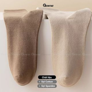 Combo 6 đôi tất nữ cổ trung GOMTAT dệt kim, vớ chân nữ trơn màu mềm mịn thoáng khí - OAS-1703-CB6