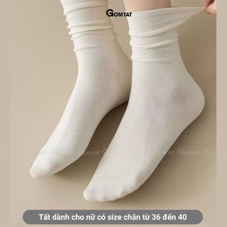 Combo 6 đôi tất nữ cổ trung GOMTAT dệt kim, vớ chân nữ trơn màu mềm mịn thoáng khí - OAS-1703-CB6