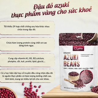 Đậu đỏ azuki, kidney hữu cơ C'LaVie 200g giàu chất xơ, nấu chè, cháo cho bé ăn dặm