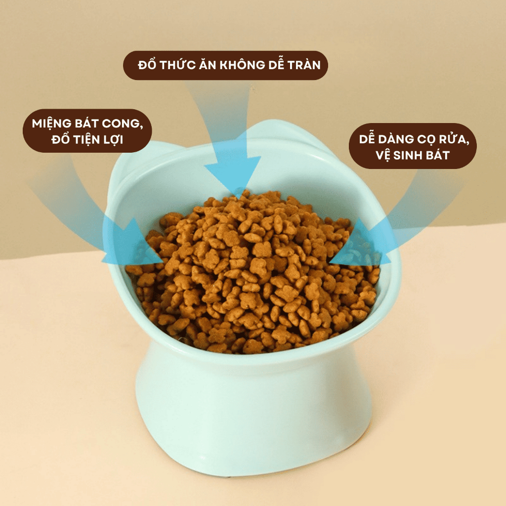 Bát ăn chống gù chân voi cho chó mèo, khay, tô đựng thức ăn chó mèo cao 11.5 cm nhựa PP an toàn
