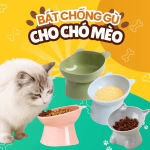 Bát ăn chống gù chân voi cho chó mèo, khay, tô đựng thức ăn chó mèo cao 11.5 cm nhựa PP an toàn