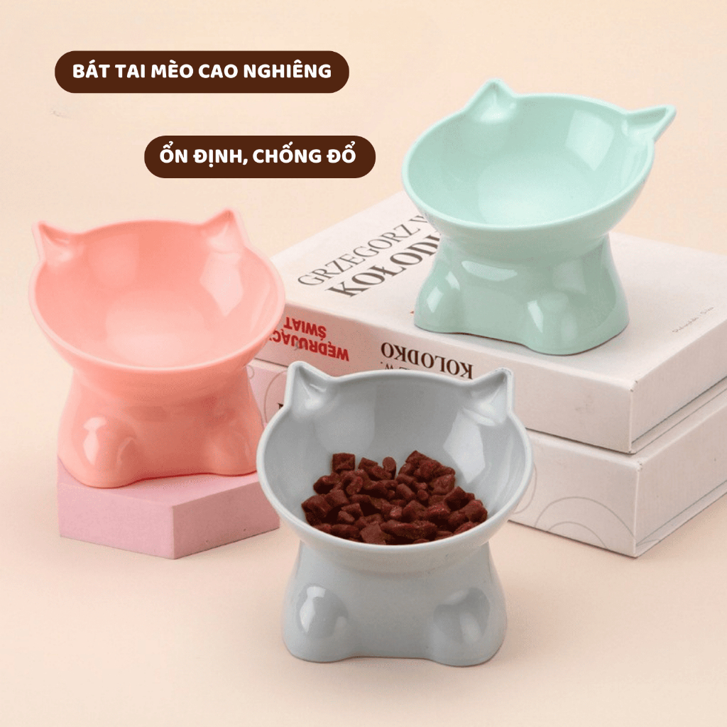 Bát ăn chống gù chân voi cho chó mèo, khay, tô đựng thức ăn chó mèo cao 11.5 cm nhựa PP an toàn
