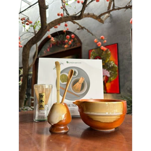 Set Matcha thủ công Nhật Bản 5 món cao cấp (Màu nâu men cổ )