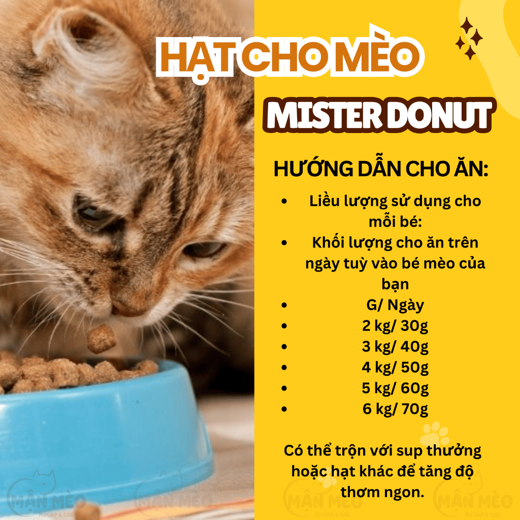 Hạt Mister Donut T1 + T2 dành cho mèo trưởng thành, mèo con túi 1,8kg tốt cho hệ tiêu hóa và tim mạch
