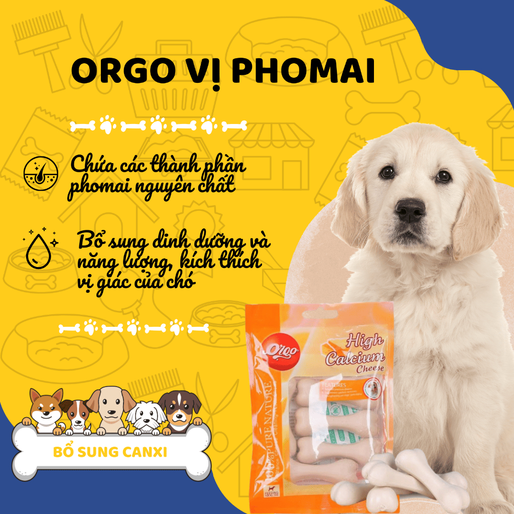 [COMBO 4 TÚI] Xương gặm Orgo/Inu Fonti sạch răng, thơm miệng, bổ sung canxi tránh thói quen gặm đồ cho chó 100gr