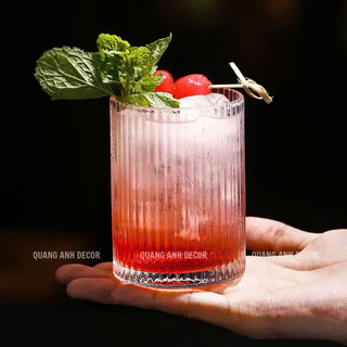Cốc thủy tinh vân sọc dáng trụ uống cafe, trà sữa |Ly TT sọc DECOR quán cà phê, nhà hàng,ly cocktail