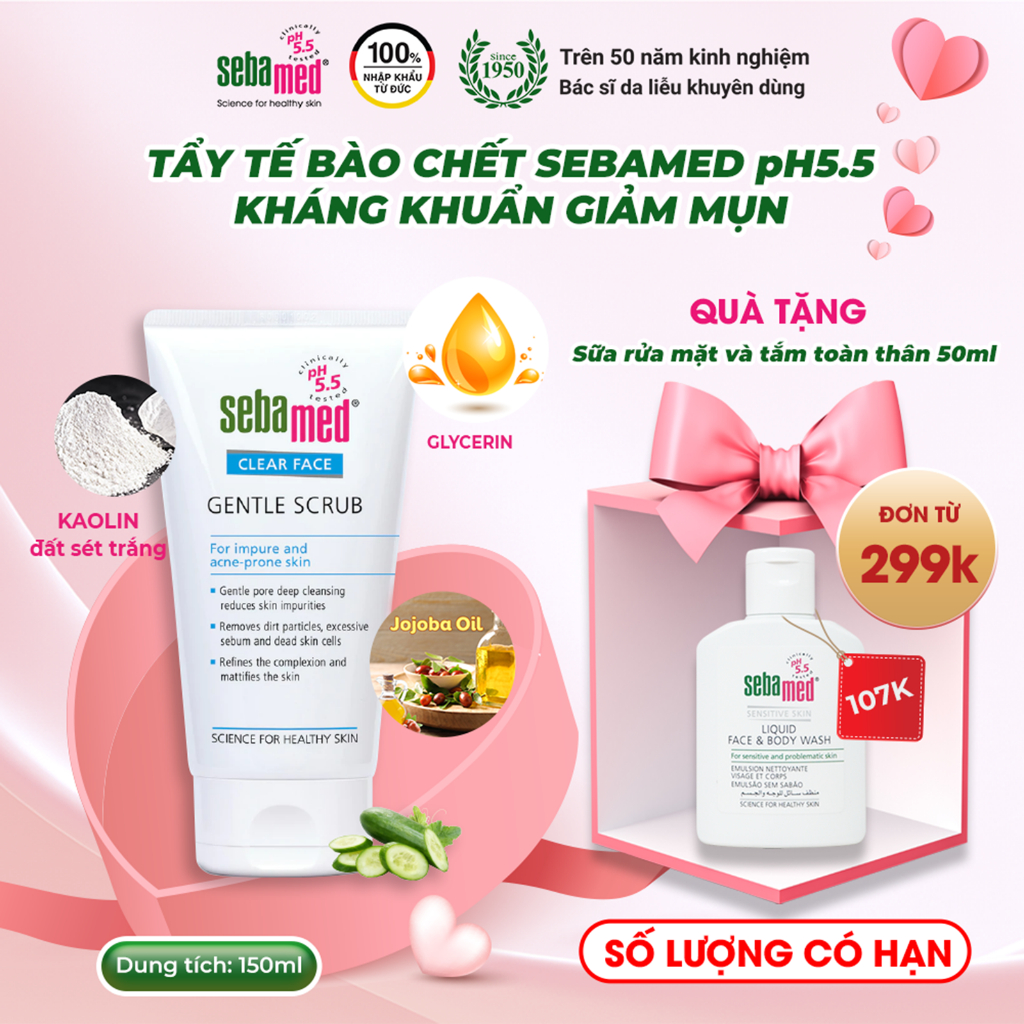 Ảnh Tẩy tế bào chết Sebamed Clear Face Gentle Scrub pH5.5 (150ml) 1