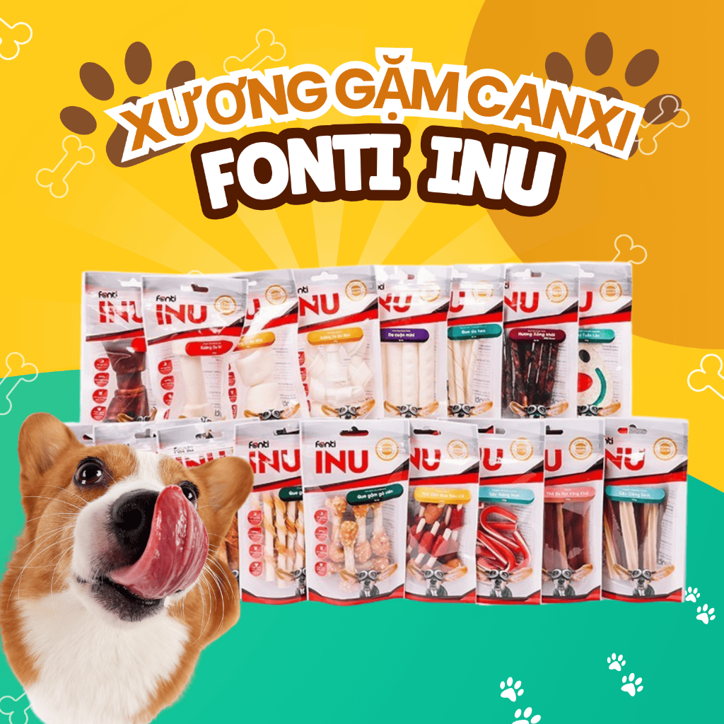 Xương gặm cho chó Inu Fonti các loại, Snack làm sạch răng cho chó giàu dinh dưỡng dễ tiêu hóa