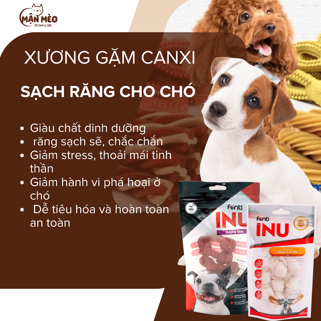 Xương gặm cho chó Inu Fonti các loại, Snack làm sạch răng cho chó giàu dinh dưỡng dễ tiêu hóa