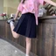 Chân váy xếp ly dáng lỡ kết hợp 3 khuy màu xanh than thời trang nữ CV002 - Tiktik