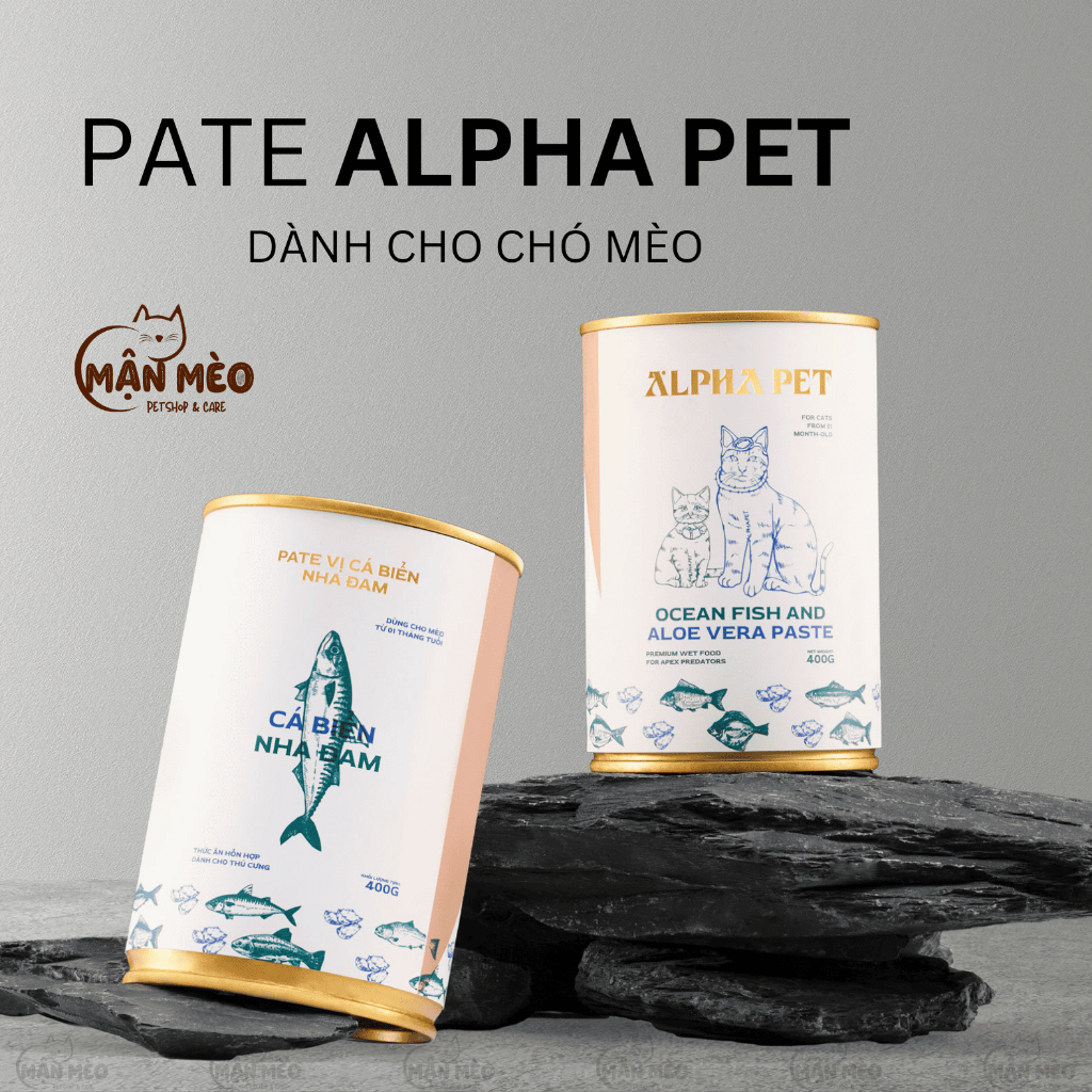 [COMBO 2 LON] Pate ALPHA PET dành cho chó mèo lon 400g đủ 8 vị hương vị thơm ngon, kích thích vị giác cho thú cưng