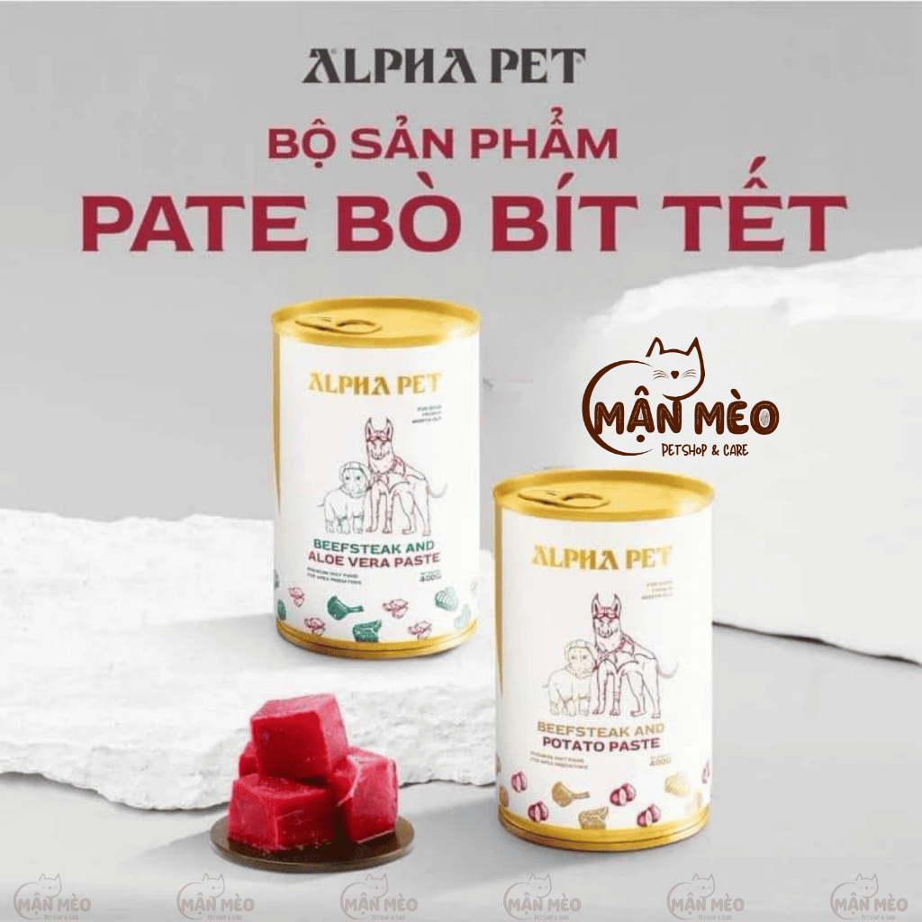 [COMBO 2 LON] Pate ALPHA PET dành cho chó mèo lon 400g đủ 8 vị hương vị thơm ngon, kích thích vị giác cho thú cưng