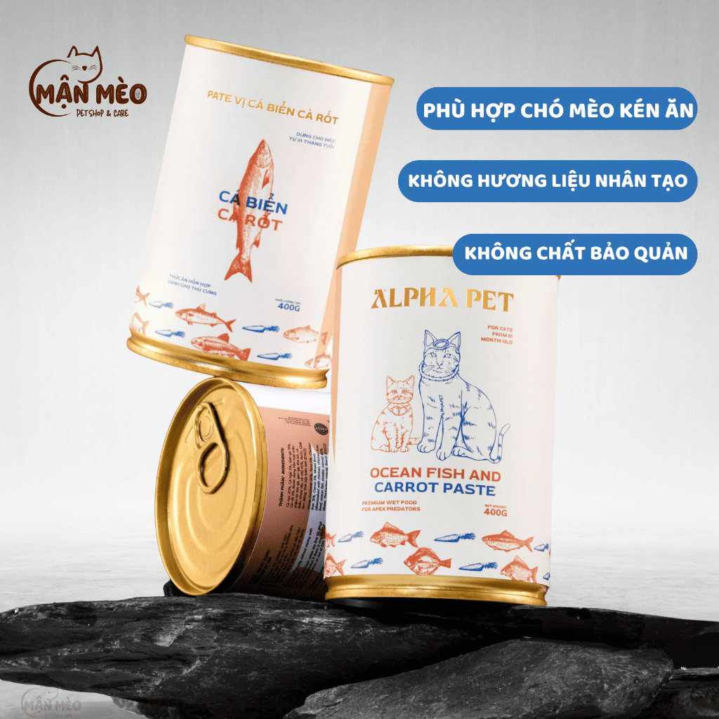 [COMBO 2 LON] Pate ALPHA PET dành cho chó mèo lon 400g đủ 8 vị hương vị thơm ngon, kích thích vị giác cho thú cưng