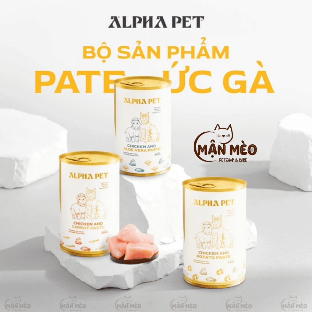 [COMBO 2 LON] Pate ALPHA PET dành cho chó mèo lon 400g đủ 8 vị hương vị thơm ngon, kích thích vị giác cho thú cưng