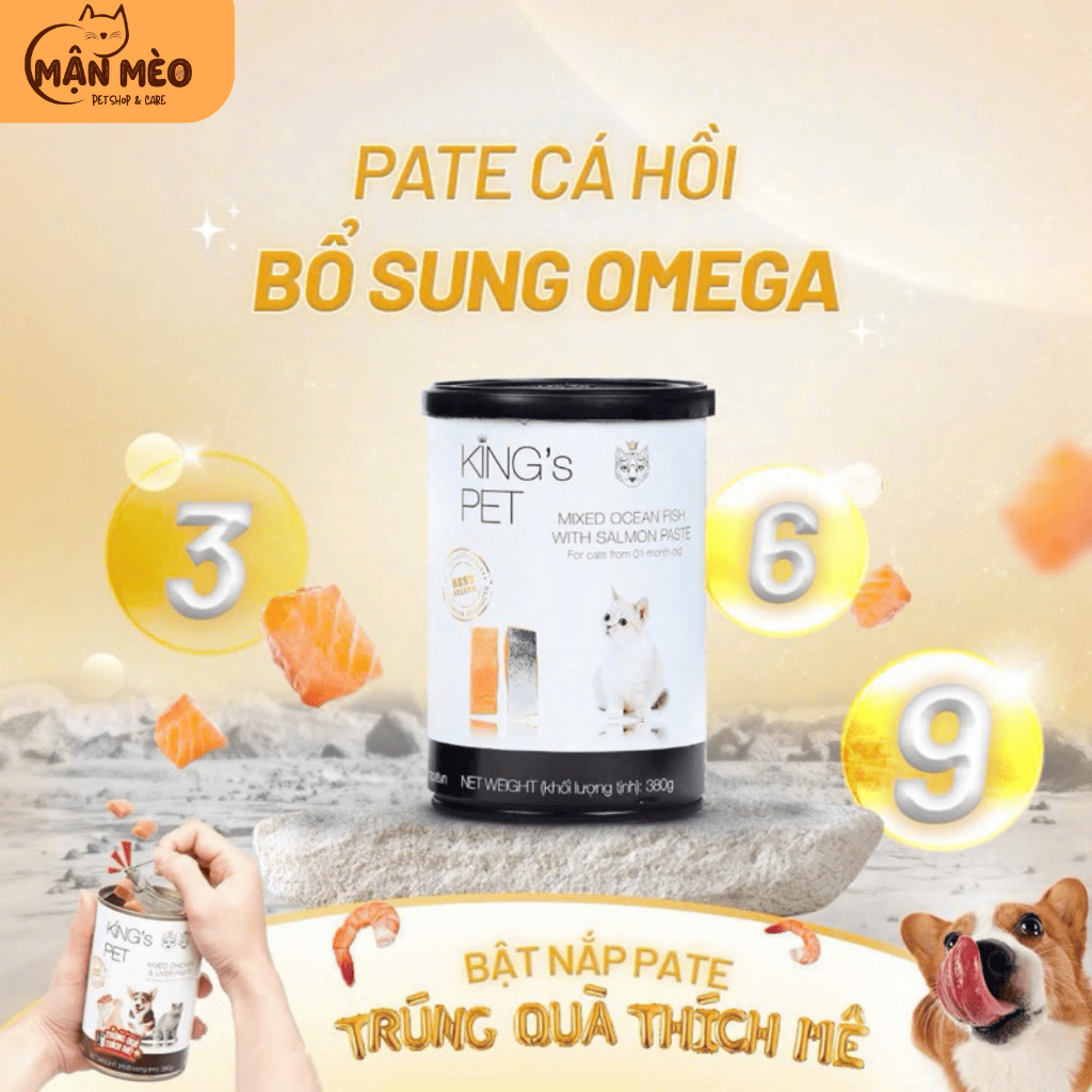 [COMBO 2 LON] Pate King’s Pet cho chó mèo lon 380g đủ vị thơm ngon bổ sung vitamin hỗ trợ tiêu hóa, không độn rau củ