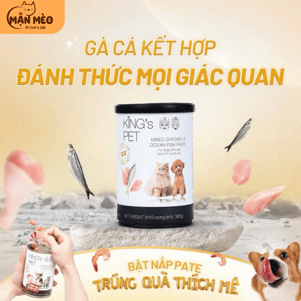[COMBO 2 LON] Pate King’s Pet cho chó mèo lon 380g đủ vị thơm ngon bổ sung vitamin hỗ trợ tiêu hóa, không độn rau củ