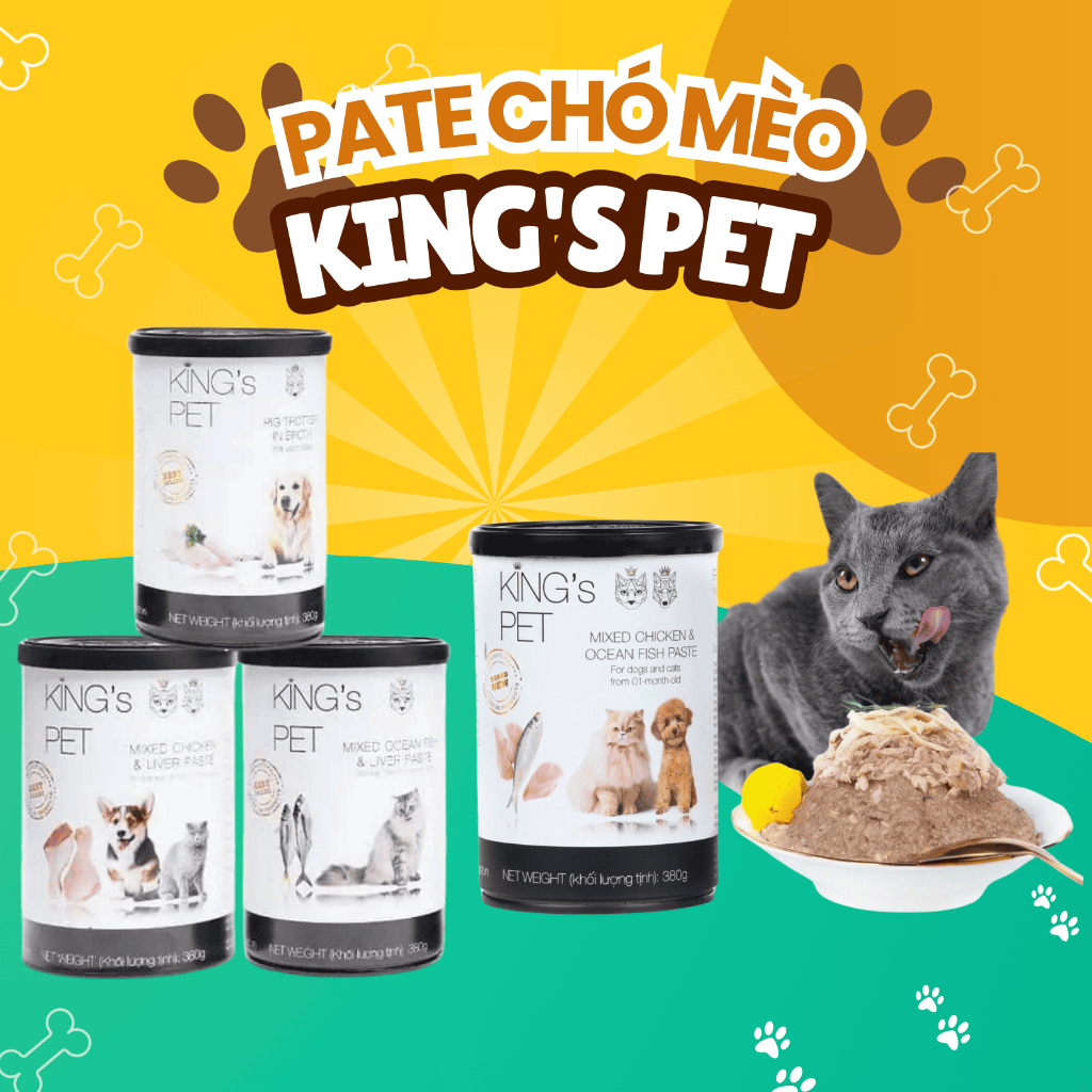 [COMBO 2 LON] Pate King’s Pet cho chó mèo lon 380g đủ vị thơm ngon bổ sung vitamin hỗ trợ tiêu hóa, không độn rau củ