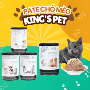 Pate King’s Pet cho chó mèo lon 380g đủ vị thơm ngon bổ sung vitamin hỗ trợ tiêu hóa, không độn rau củ
