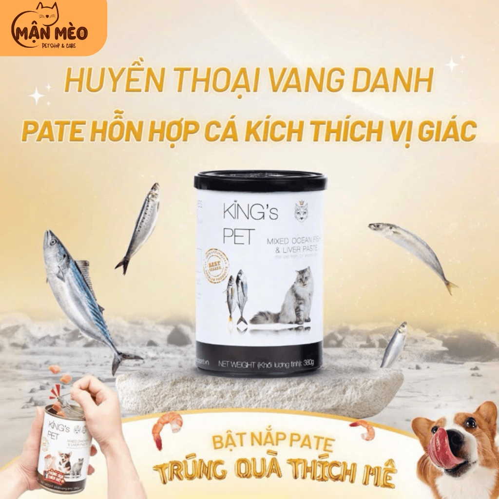 [COMBO 2 LON] Pate King’s Pet cho chó mèo lon 380g đủ vị thơm ngon bổ sung vitamin hỗ trợ tiêu hóa, không độn rau củ