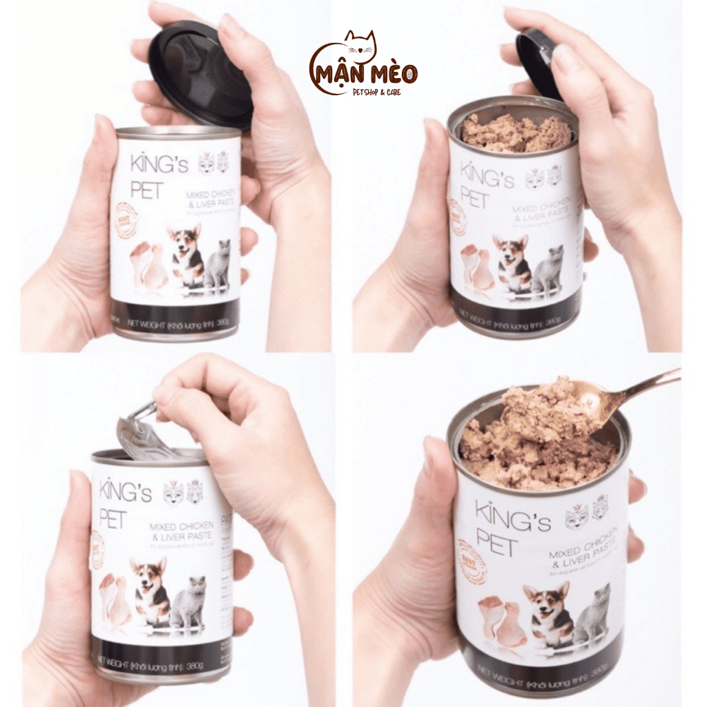 [COMBO 2 LON] Pate King’s Pet cho chó mèo lon 380g đủ vị thơm ngon bổ sung vitamin hỗ trợ tiêu hóa, không độn rau củ