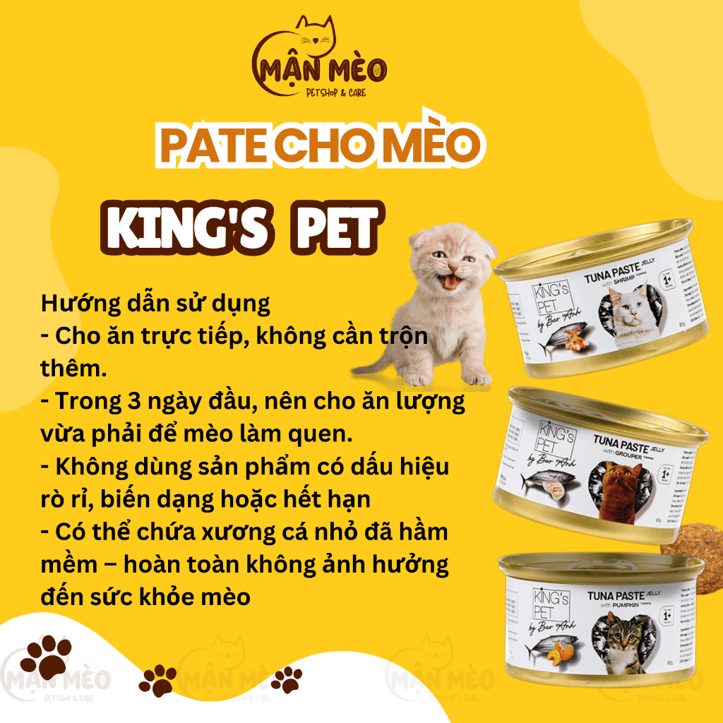 Pate cho mèo King's Pet by Bảo Anh 85g làm từ 70% cá ngừ thịt trắng cung cấp dinh dưỡng cho mèo