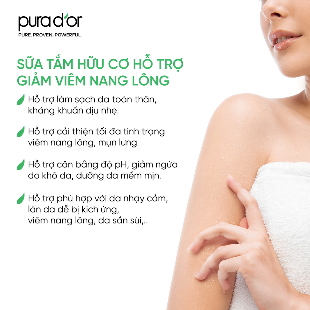 Ảnh Sữa tắm hữu cơ làm sạch dịu nhẹ hỗ trợ giảm viêm nang lông, mụn lưng dành cho mọi loại da PURA D'OR Awakening 473ml 3