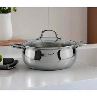 Nồi Lẩu Kèm Nắp Kính Chockmen, Nồi Inox 24cm 26cm 28cm 30cm Chockmen Chính Hãng