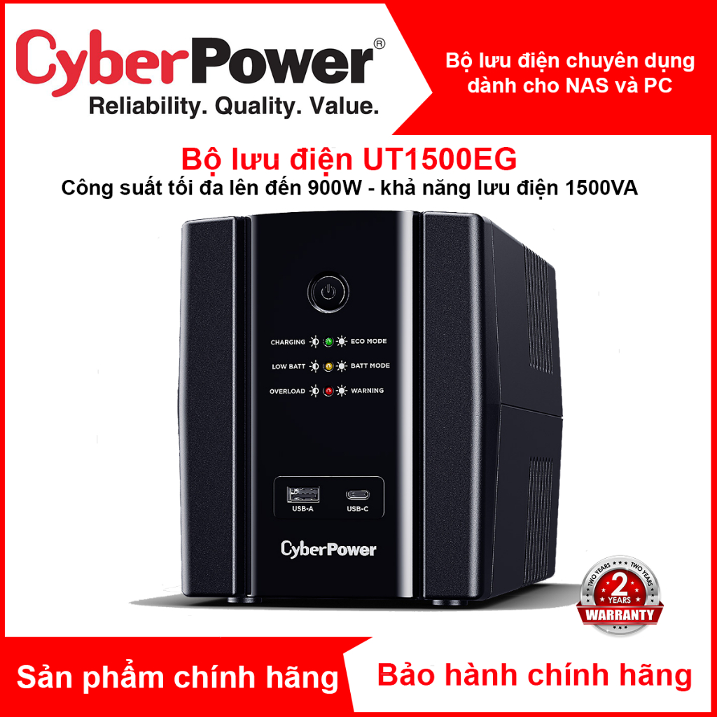 Bộ lưu điện UPS CyberPower UT1500EG 1500VA/900W - Chính hãng; có điều ...