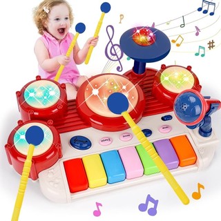[Kho sỉ] Đồ Chơi Bộ Trống Nhạc Điện Đàn Piano Kèm Mic Hát Cho Bé, Bộ Trống Đa Năng 3in1, Quà Tặng Sinh Nhật Cho Bé Hap