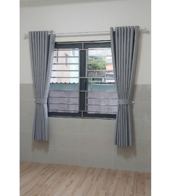 Rèm Cửa Cao Cấp, Vải Lụa, (Không Kèm Thanh Treo) Rèm Khoen, Màu Xám, Không Họa Tiết,Trang Trí căn phòng thêm sang trọng