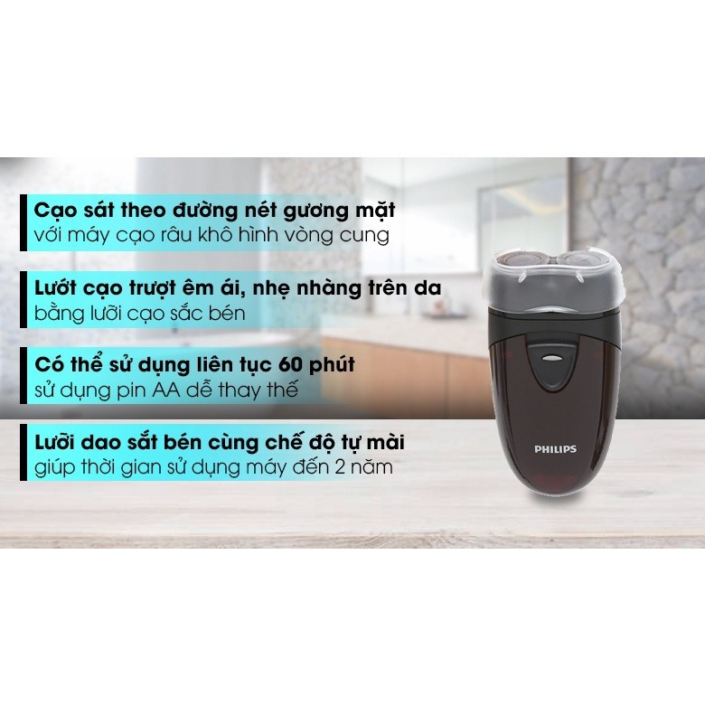 Máy Cạo Râu Philips PQ206 - Gọn nhẹ, tiện lợi - Bảo hành chính hãng 24 tháng