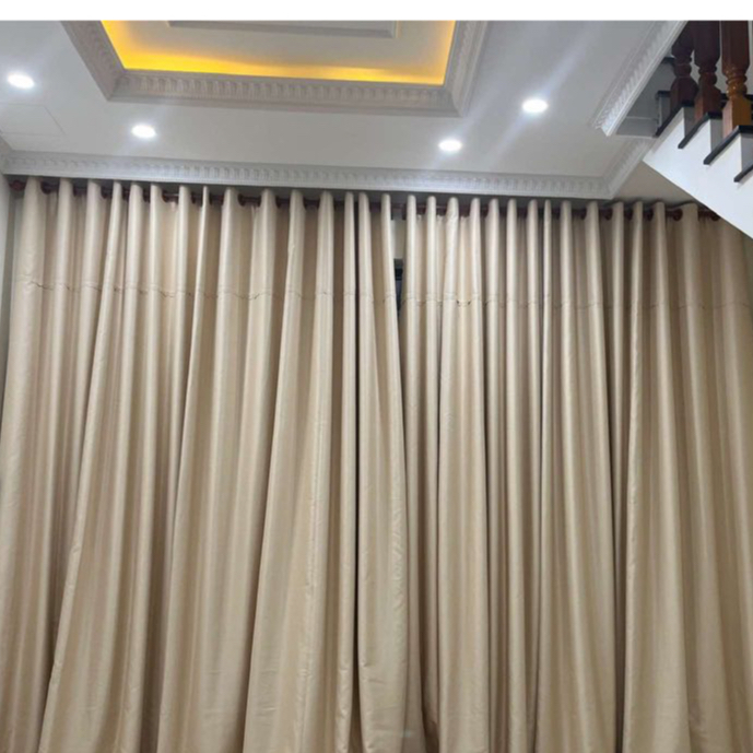 Rèm Cửa Cao Cấp, Vải Lụa, Rèm Khoen, Màu Vàng Kem, Không Họa Tiết,Trang Trí Phòng Ngủ, Phòng Khách Sang Trọng, Tinh Tế