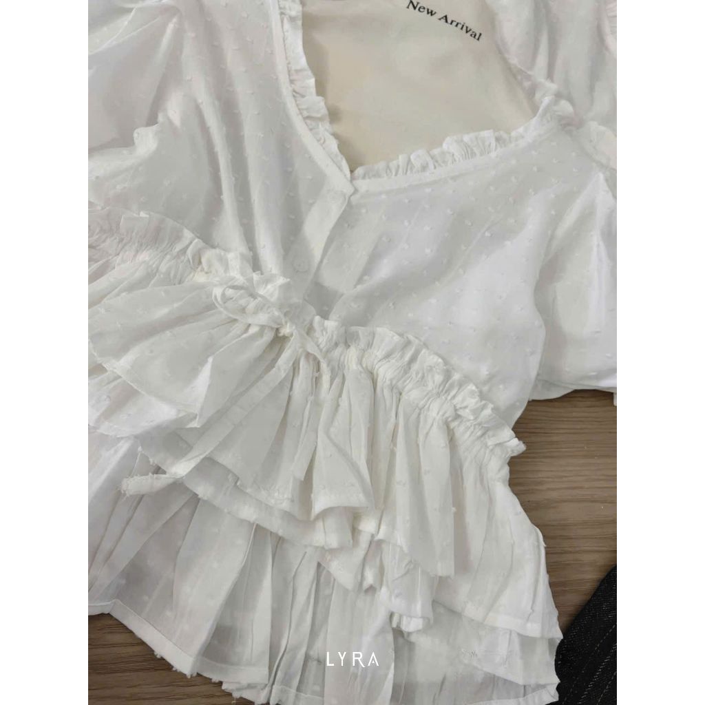 Ảnh LYRA - Áo baby doll tay phồng xòe bèo cổ V tiểu thư - VSYAC0277 4