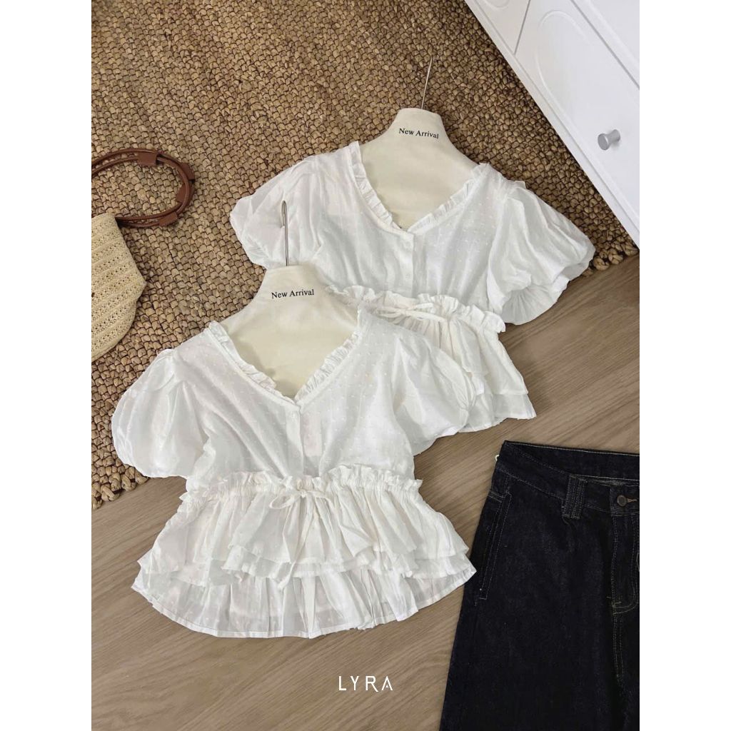 Ảnh LYRA - Áo baby doll tay phồng xòe bèo cổ V tiểu thư - VSYAC0277 2