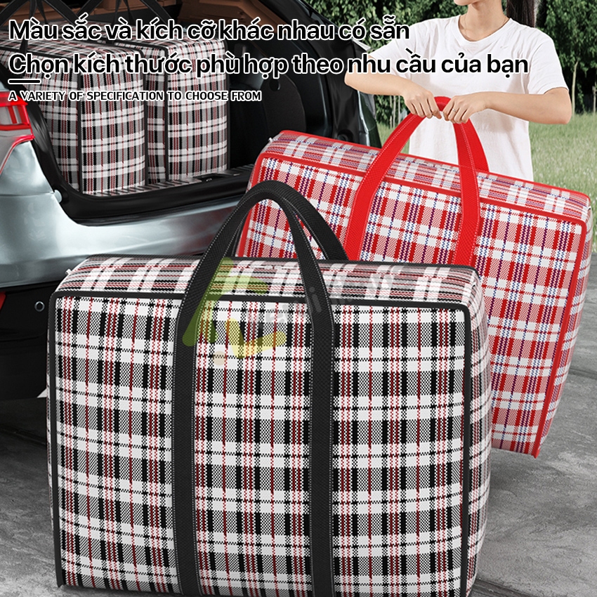 Túi Đựng Đồ Siêu Bền Chuyển Nhà LAUMERA, Túi Vải Dù Xếp Gọn, Túi Bạt Kẻ Chống Thấm