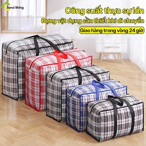 Túi Bạt Kẻ Dày Dặn Đựng Đồ Đi Du Lịch LAUMERA, Túi Đựng Hành Lý Cỡ Đại Chuyển Nhà